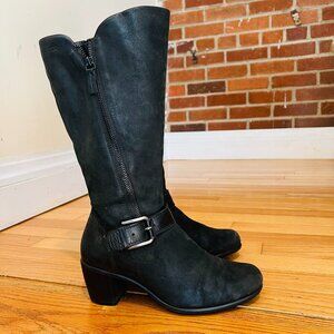 Ecco GoreTex Boots Shoes Womens EU 37 Black Leather Zip Mid Calf Side Buckle